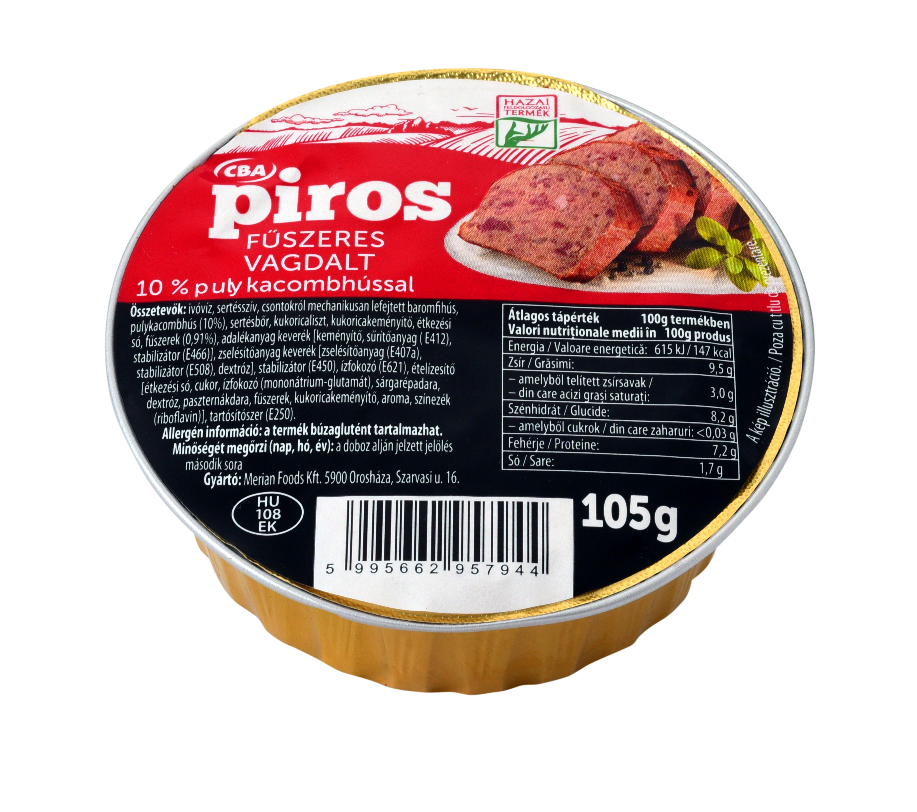 CBA Piros Fűszeres vagdalt 10% pulykacombhússal 105g